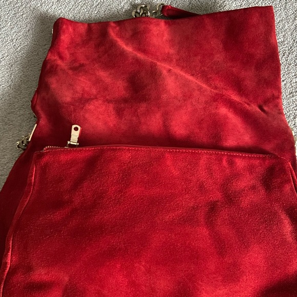 Zara Slouchy Shoulder Bag - Genuine Red Suede - Picture 4 of 7